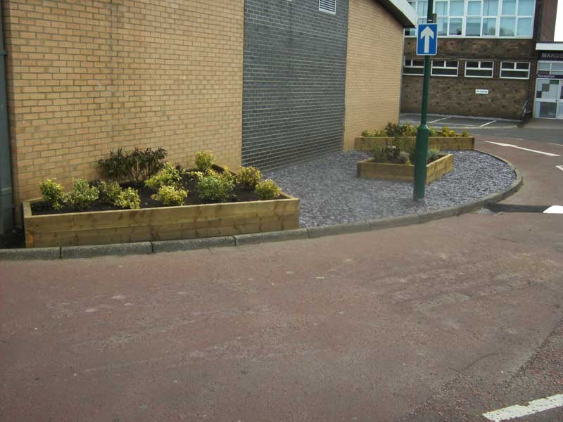 Raised beds and gravel